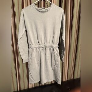 Gray Casual Long Sleeve Crew Neck Dress